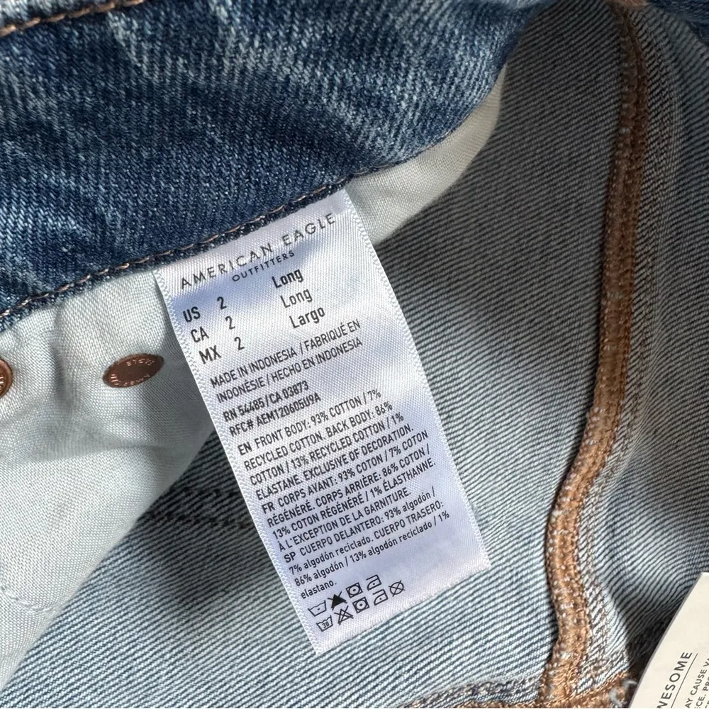 American Eagle Curvy Super High Rise Baggy Straight Jeans Size 2 Long - Image 10