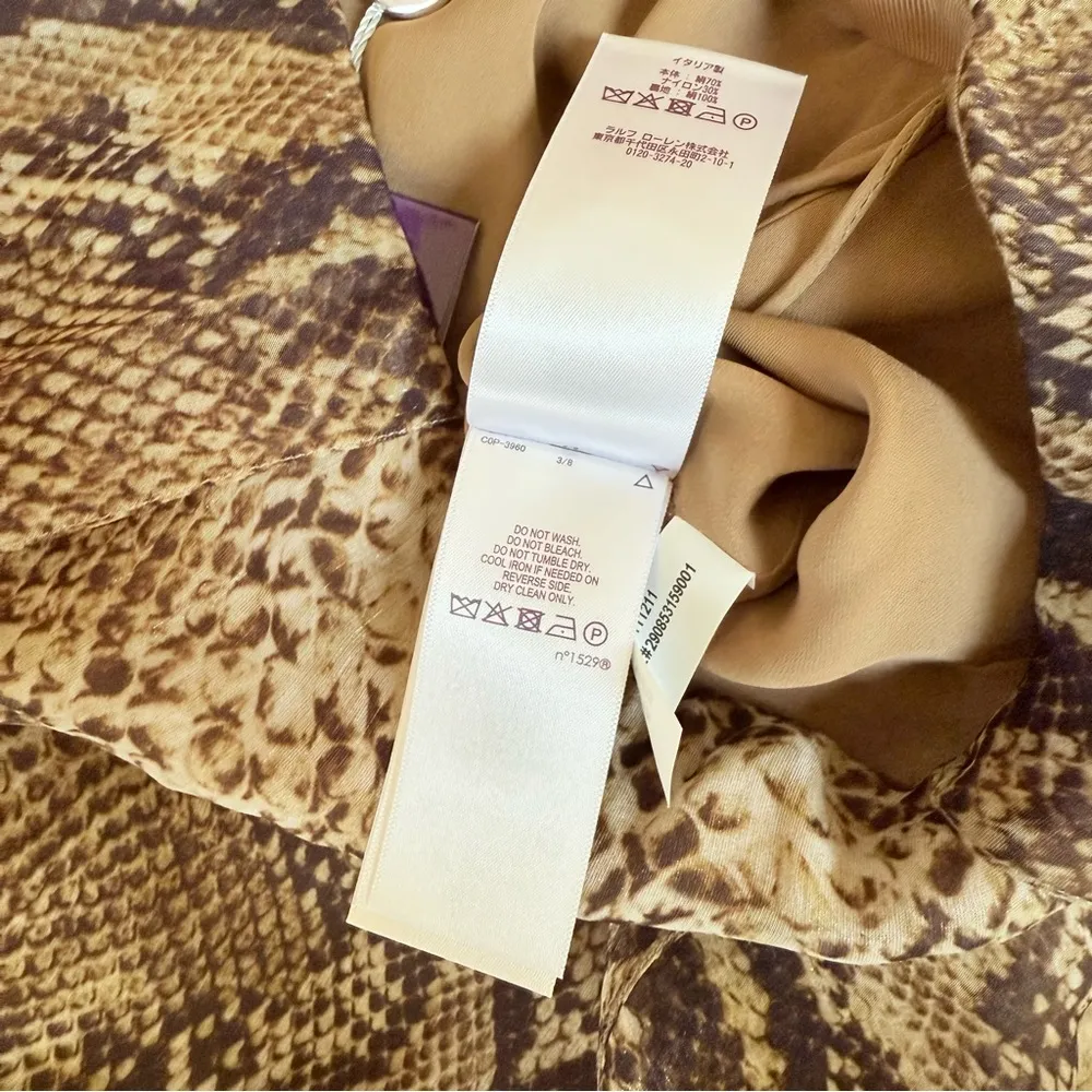 Ralph Lauren Purple Label Python Print Silk Chiffon Palazzo Pants Womens 4 NWT Brown - Image 5