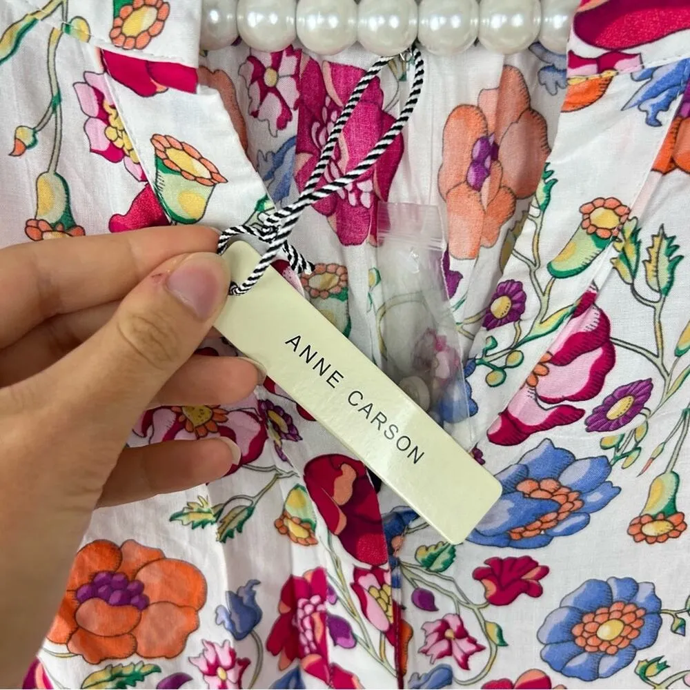 NWT Anne Carson Vibrant Colorful Floral Print Tank Top Size M - Image 6