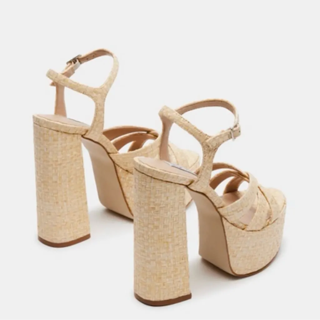 Steve Madden Quinlyn Raffia Platform Block Heel Women’s Sandals - Image 2