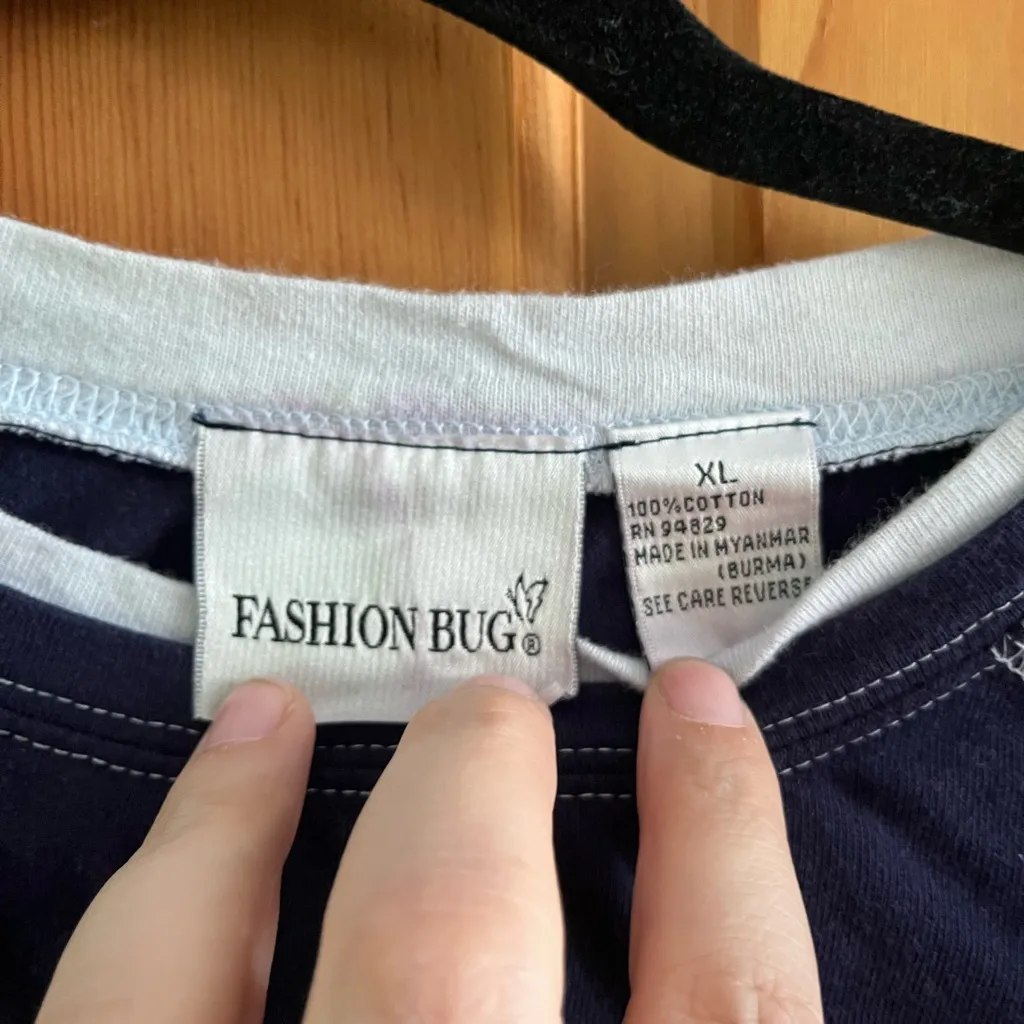 Fashion bug 3/4 Sleeve Top blue layered top size xLarge vtg y2k - Image 2