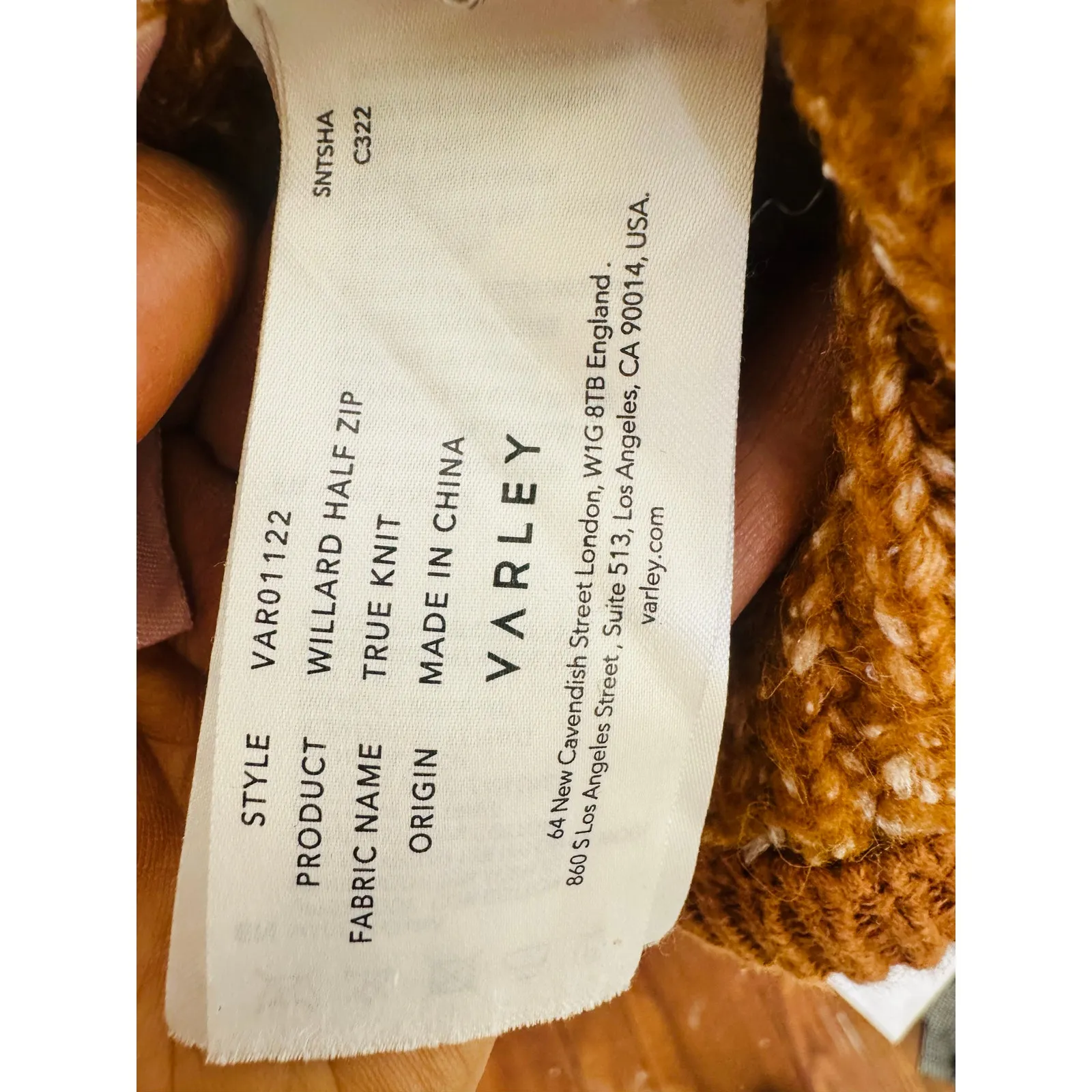 VARLEY Orange Knit Quarter Zip Long Sleeve Oversized Sweater size Large - Image 7