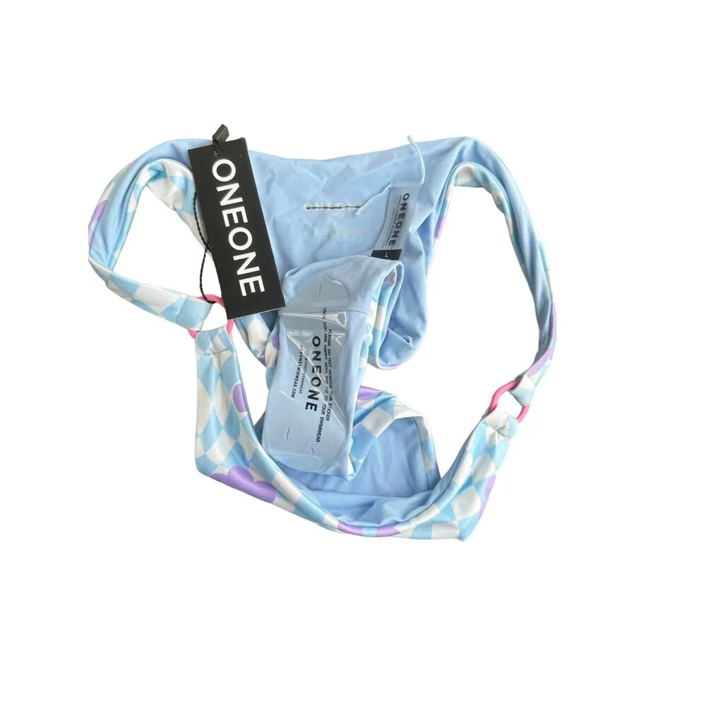 ONEONE Swimwear Taylor High Cut Bikini Bottom Power 2 The Flower Floral Large Blue - Image 4