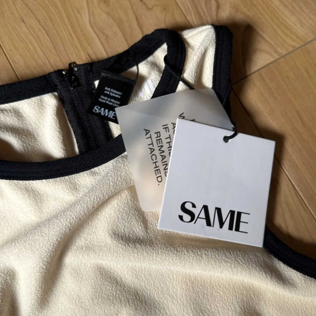 SAME TANK ONE PIECE Faux Suede Cream/Black Black Size XS - Image 3
