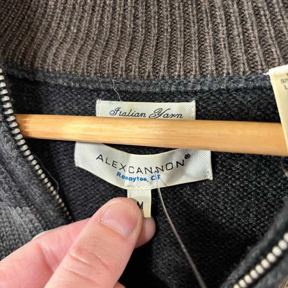 Alex Cannon Earthy Neutral Color Block Wool Blend 1/4 Zip Sweater Size M Brown Size M - Image 3