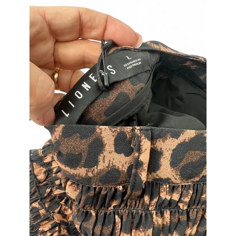 New Revolve Lioness L Match Point Mini Skort Skirt Shorts Print Leopard Ruffle - Image 5