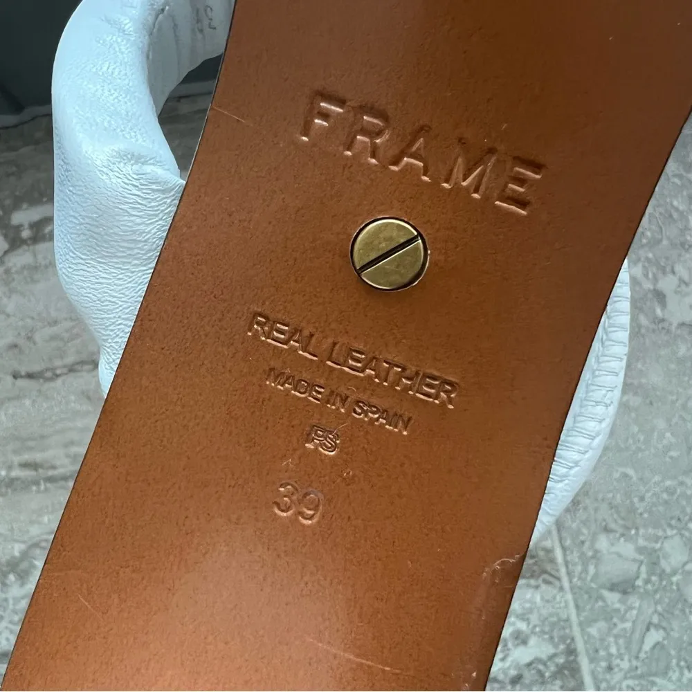 frame denim Frame White Slide Leather Sandals EU 39 NEW - Image 5