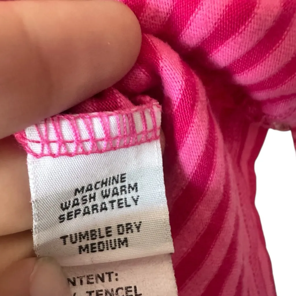 Cut Loose Striped Pink Boxy Pocket Top Women’s Small 3/4 Sleeve Tencel Cotton - Image 7