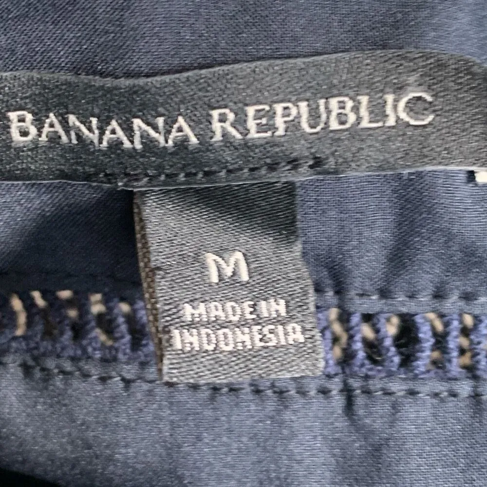 Banana Republic Tank Top Navy Blue Lace Peplum Square Neck Bow Tie Cutout Medium - Image 9