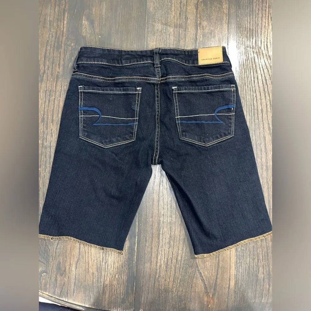 American Eagle‎ Dark Wash Denim Bermuda Shorts Classic Summer Style F15 - Image 4
