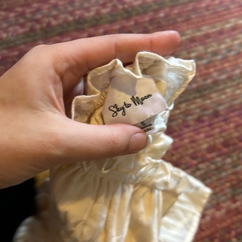 CREAM TIERED RUFFLE TUBE TOP MINI DRESS STRAPLESS WESTERN Romantic - Image 5