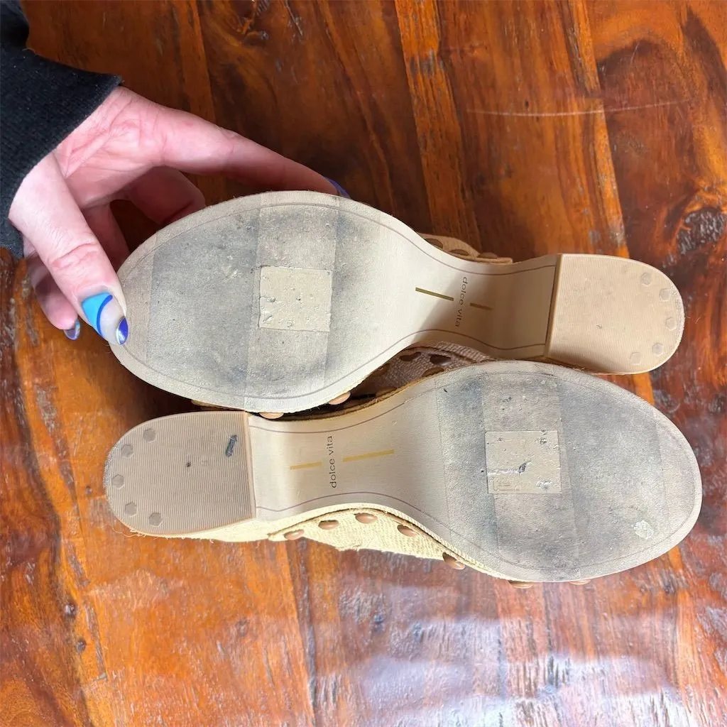 Dolce Vita Emol Platform Sandal Mules Beige Women's Size 8.5 Tan - Image 8