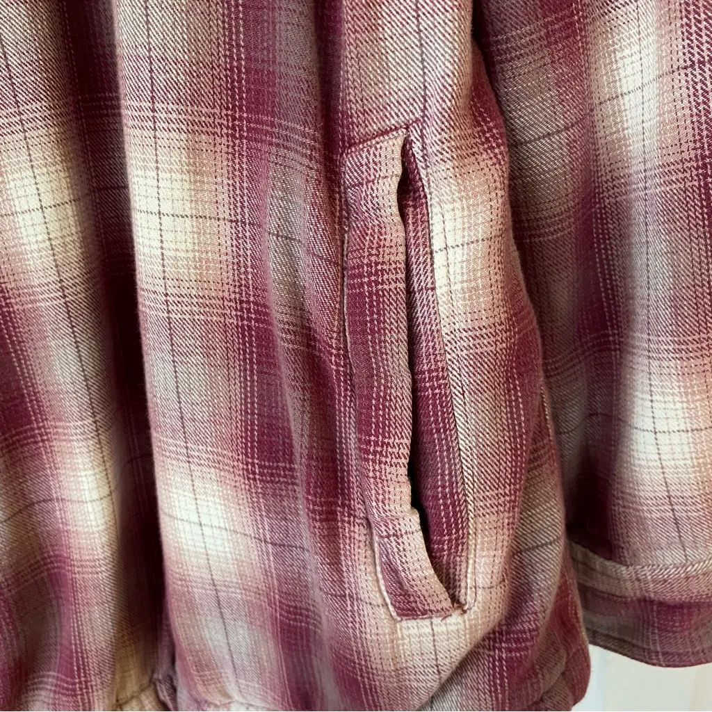 Bit and Bridle Heavyweight Shacket Women XL Maroon Plaid Sherpa Western - Image 6