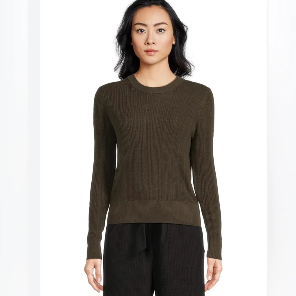 Lilla P Multi Stitch pullover sweater in olive‎ green size Medium - Image 2