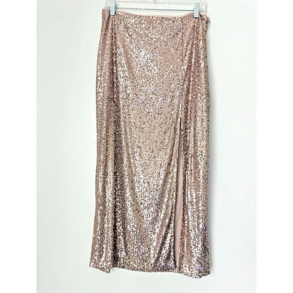 Free People Ariana Sequin Maxi Skirt Pink Champagne women country festival 12 - Image 5