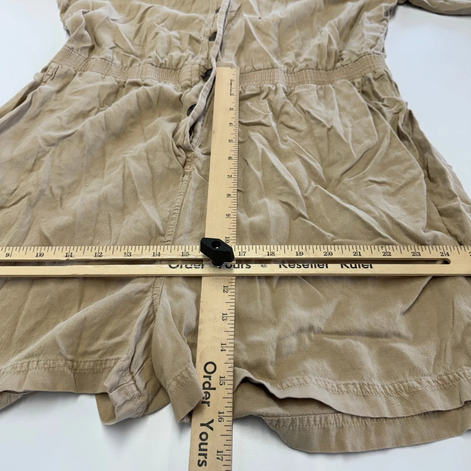 Faherty Romper Womens X Large Brown Arlie‎ Button Up Collared Linen Blend - Image 10