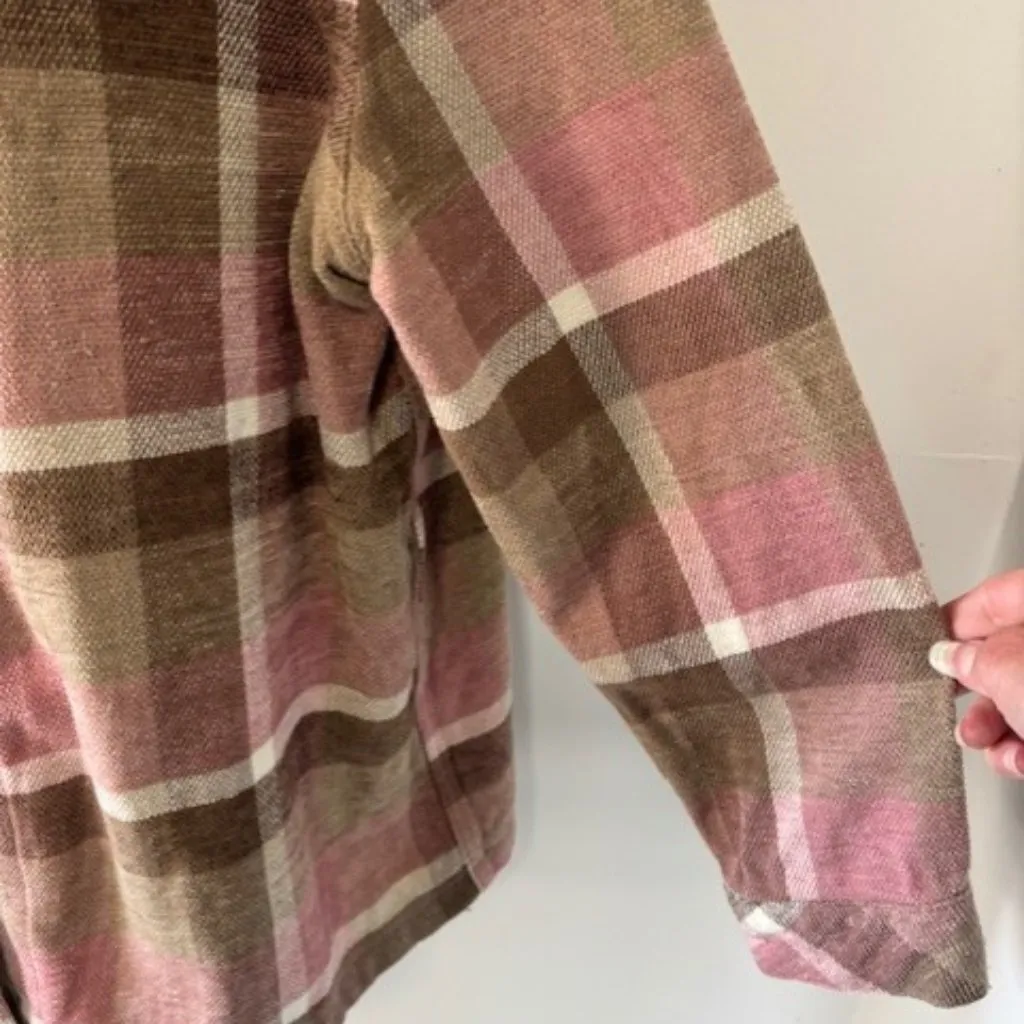 Allison Daley Shirt Jacket 16 Plaid Pink Brown Cottagecore Outdoor Classic Warm - Image 4