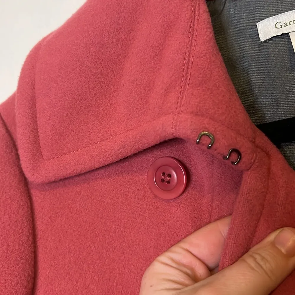 Garnet Hill Coral Orange Pink Wool Blend Double Breasted Pea Coat 6 - Image 9