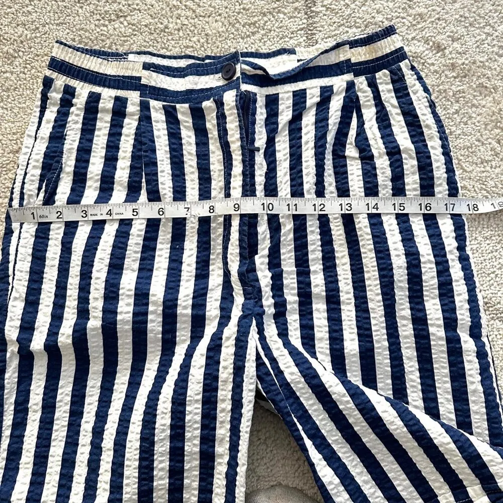 Vintage Blue & White Striped Seersucker Bermuda Shorts Preppy Size undefined - Image 2
