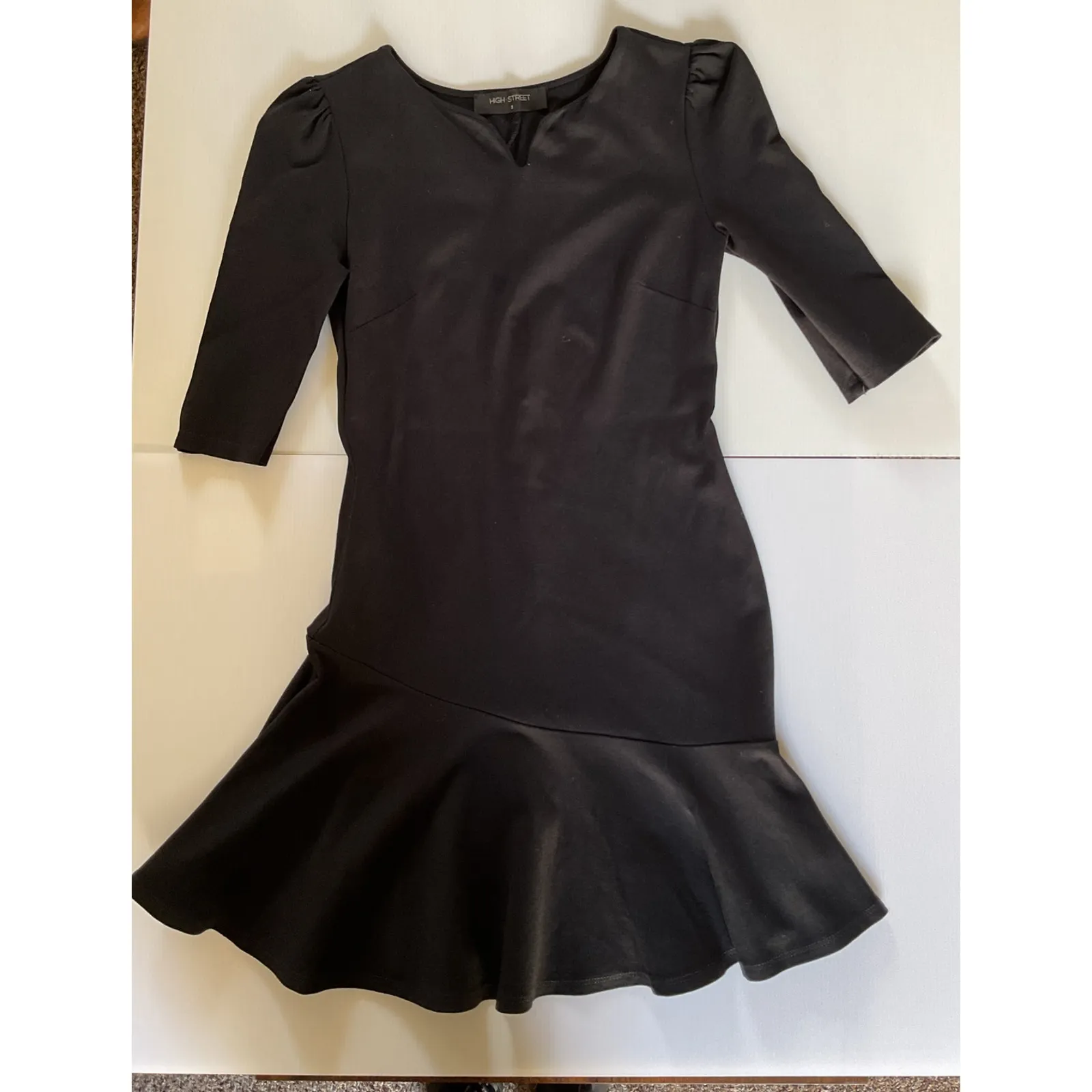 Hight Street Women's Black Fit Flare Mini Dress Stretch Elegant Chic Size S - Image 6