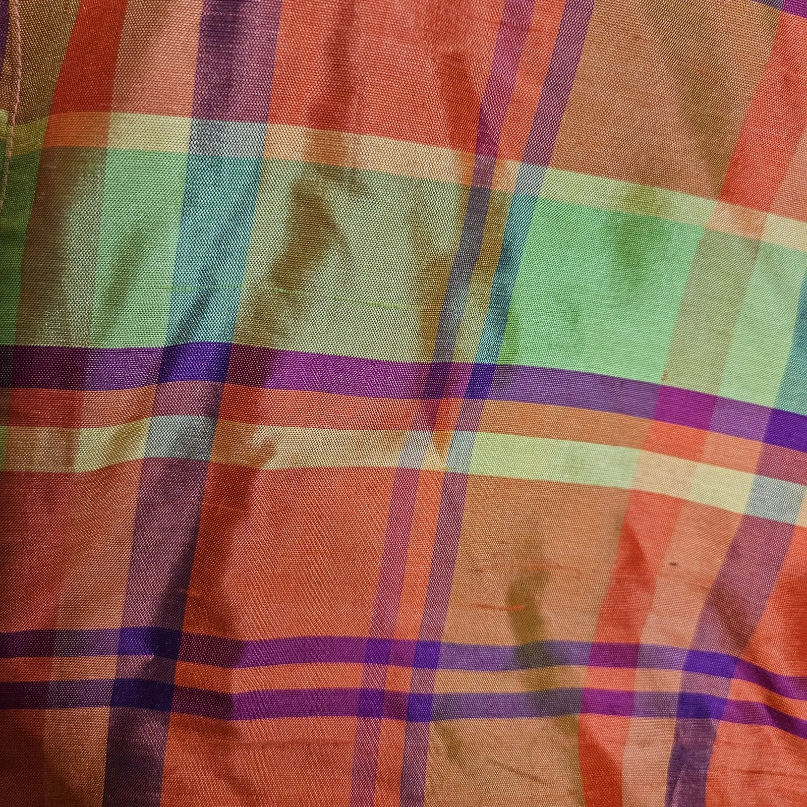 Anne Carson 100% Silk Vintage Sleeveless Retro Striped Orange Green Top Medium M - Image 6