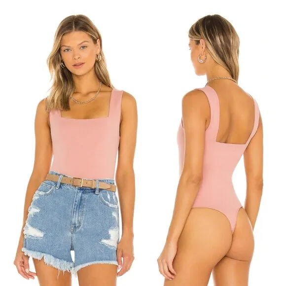💙 NWT Show Me Your Mumu Dory Square Neck Thong Bodysuit in Dusty Pink - Image 2