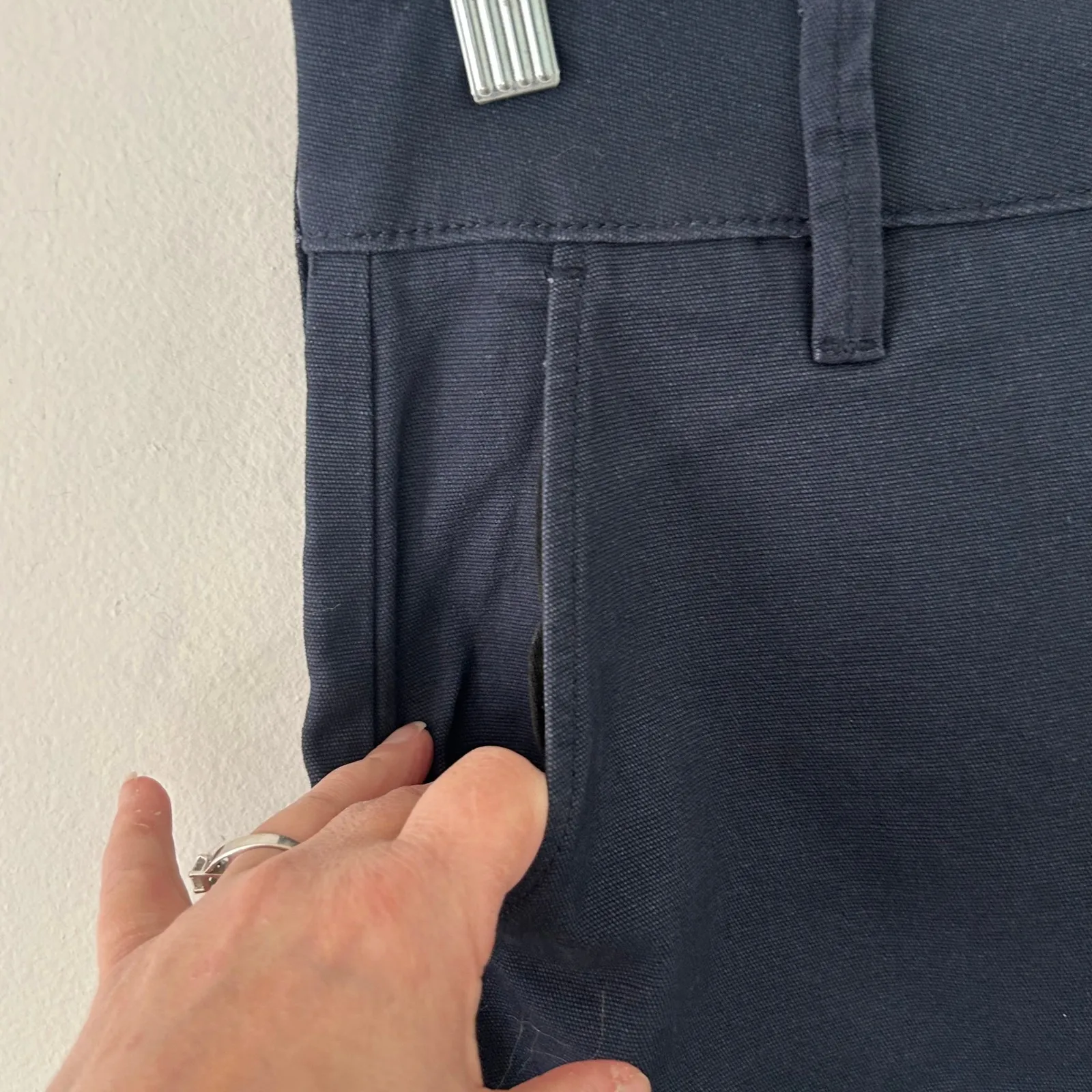 American Giant Women's Navy High Rise Wide Leg Patch Pocket Pants 6 NWOT Blue - Image 4