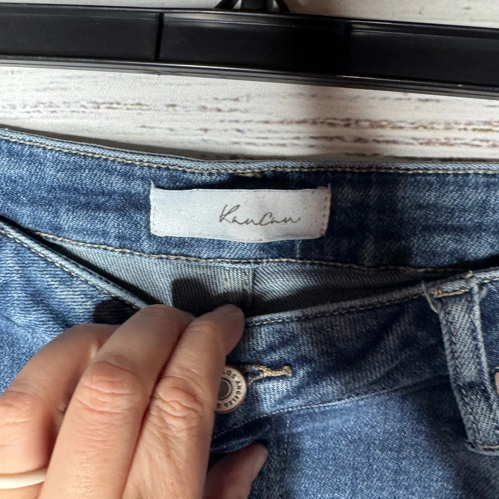 Kancan High Rise Frayed Bootcut Jeans Womens 15/31 Blue - Image 3