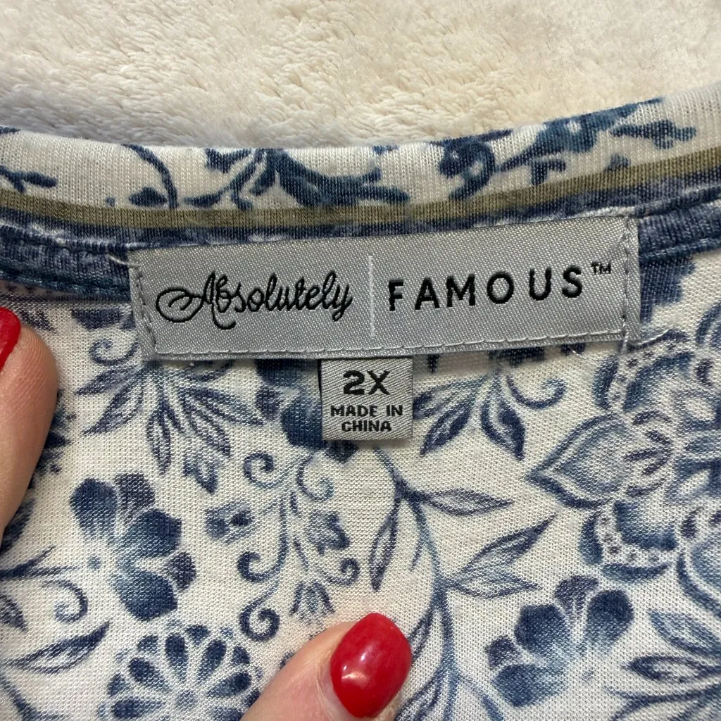 Absolutely Famous Boho Floral Tie‑Front Blouse  Women’s Plus 2X - Image 5