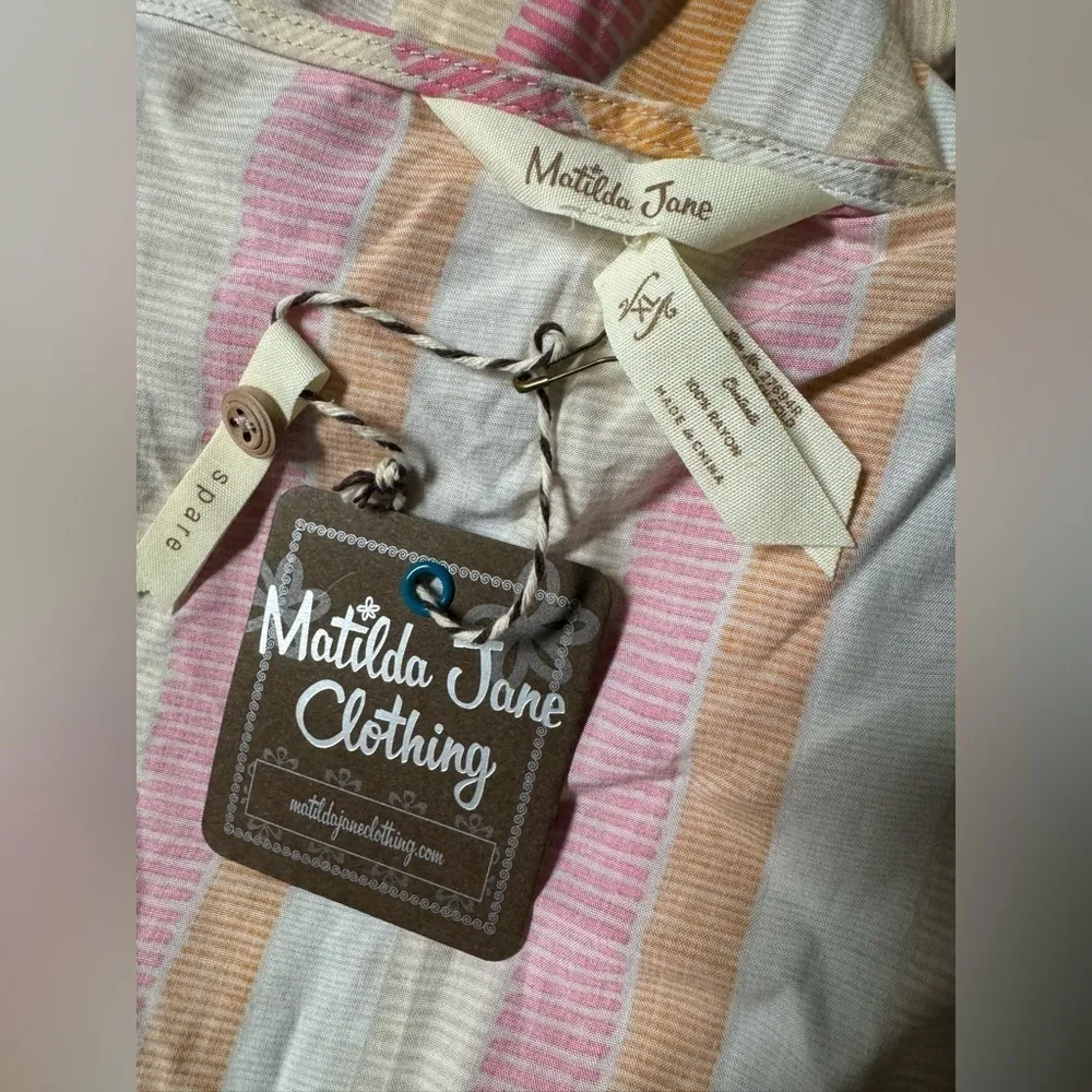 Matilda Jane Take A Chance Romper Sleeveless Pink Orange Stripe Size XL NWT - Image 7