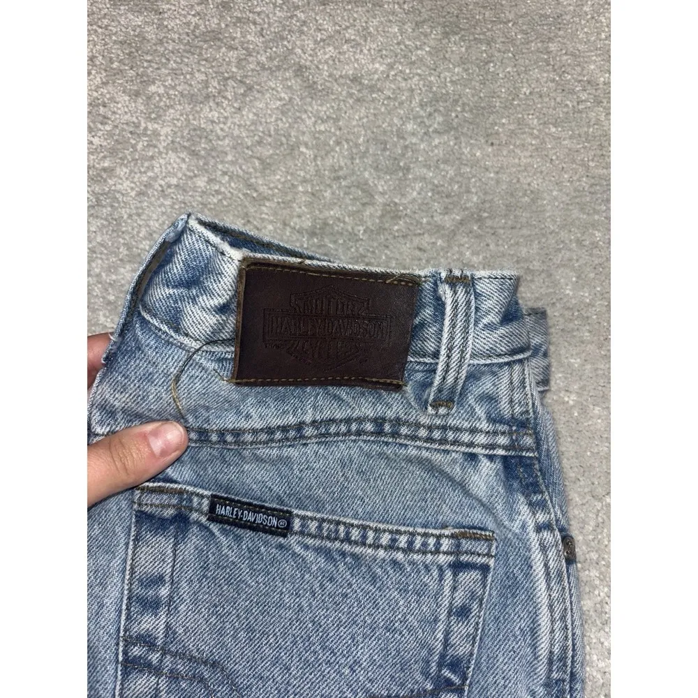 womens harley davidson jeans straight leg style 98187 size 8 (26x30) made in USA Blue - Image 4