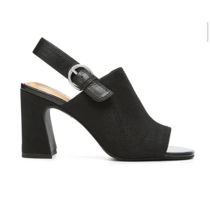 NYDJ Lyssa Block Heel Sandals Indigo Blue List Denim Size 6.5 NWOB Memory Foam - Image 2