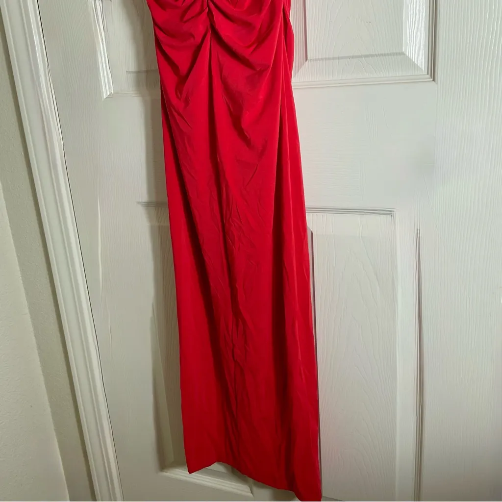 NWT Zara red sleeveless scrunched bodycon dress size XSMALL - Image 8