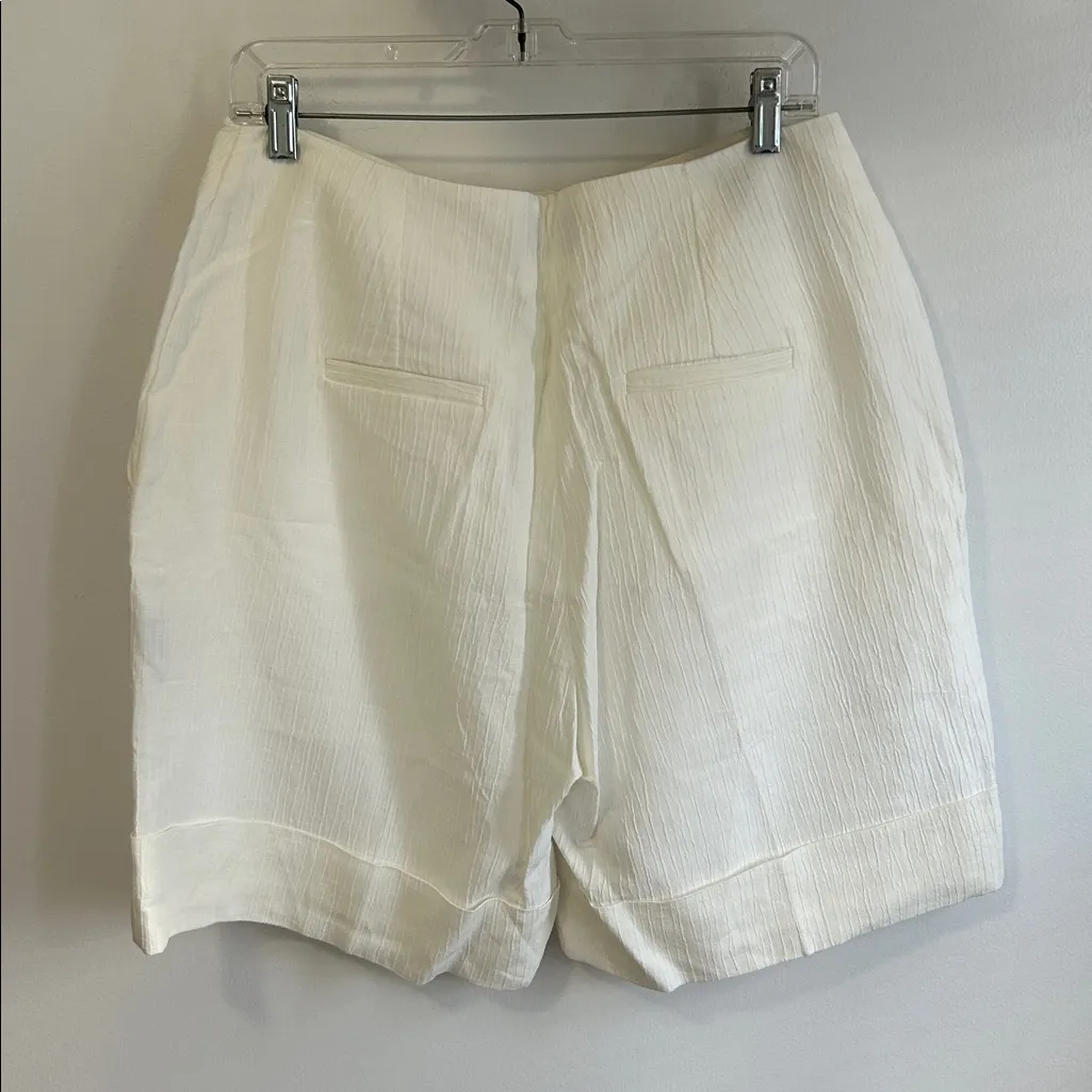 King & Tuckfield White Linen Blend Jacquard Shorts Size L - Image 4