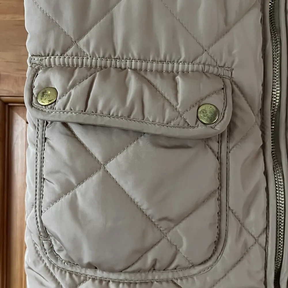 Beige Sleeveless Puffer Vest Tan - Image 2