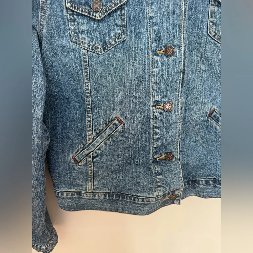 Levi Strauss Signature Women’s Denim Trucker Jacket Medium Vintage Jean Western Blue - Image 3