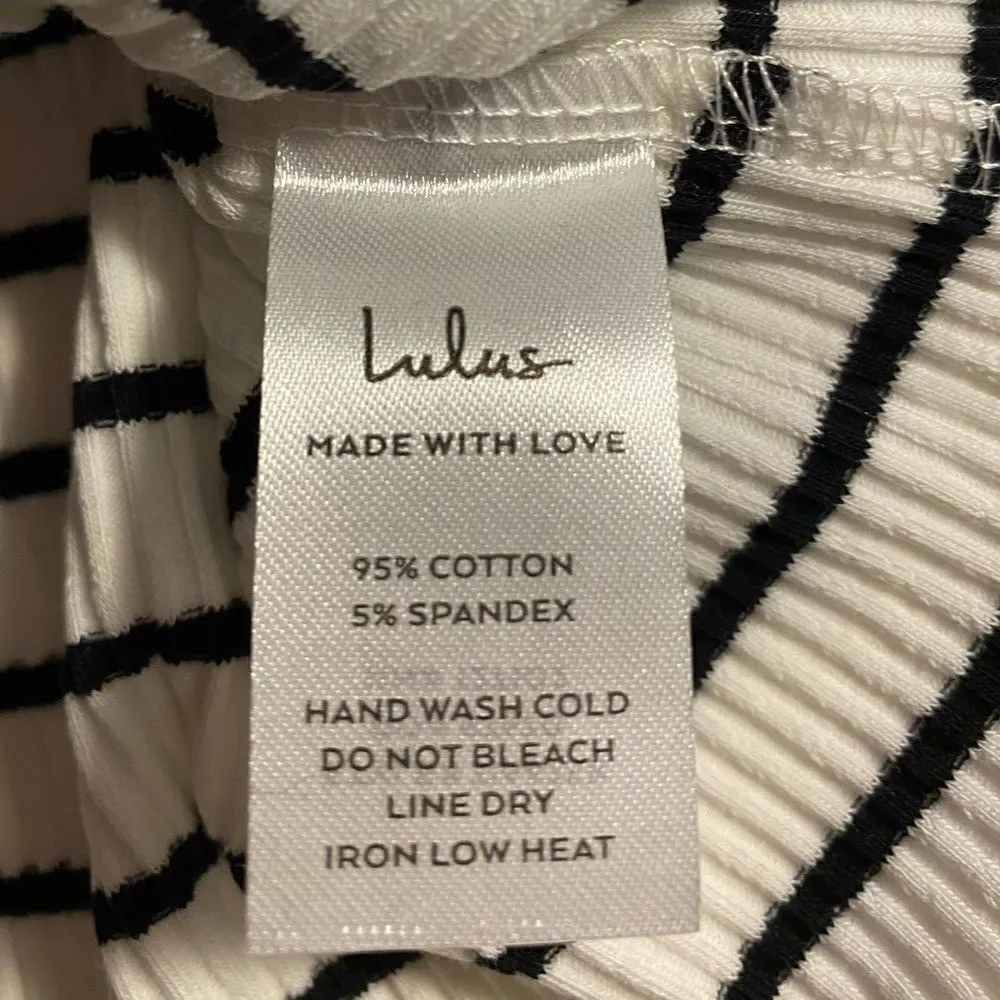 Lulus  White Striped Long Sleeve One-Shoulder Top - Image 9