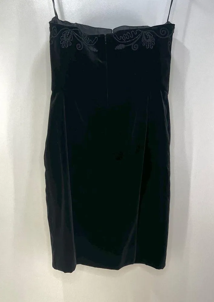 Escada Velvet Strapless Mini Dress Vintage 80s Black LBD - Image 14