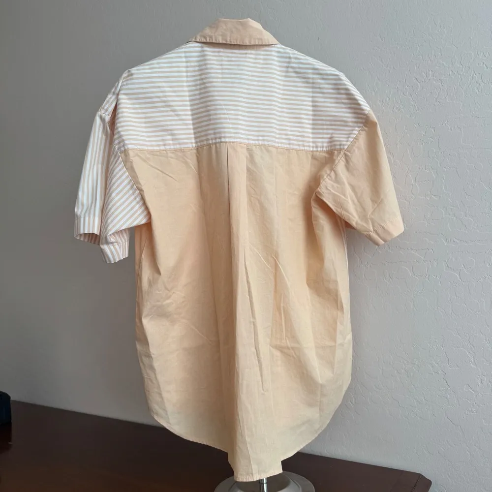 Abercrombie & Fitch Womens S Oversized Poplin Button-Up Colorblock Stripe Preppy - Image 5