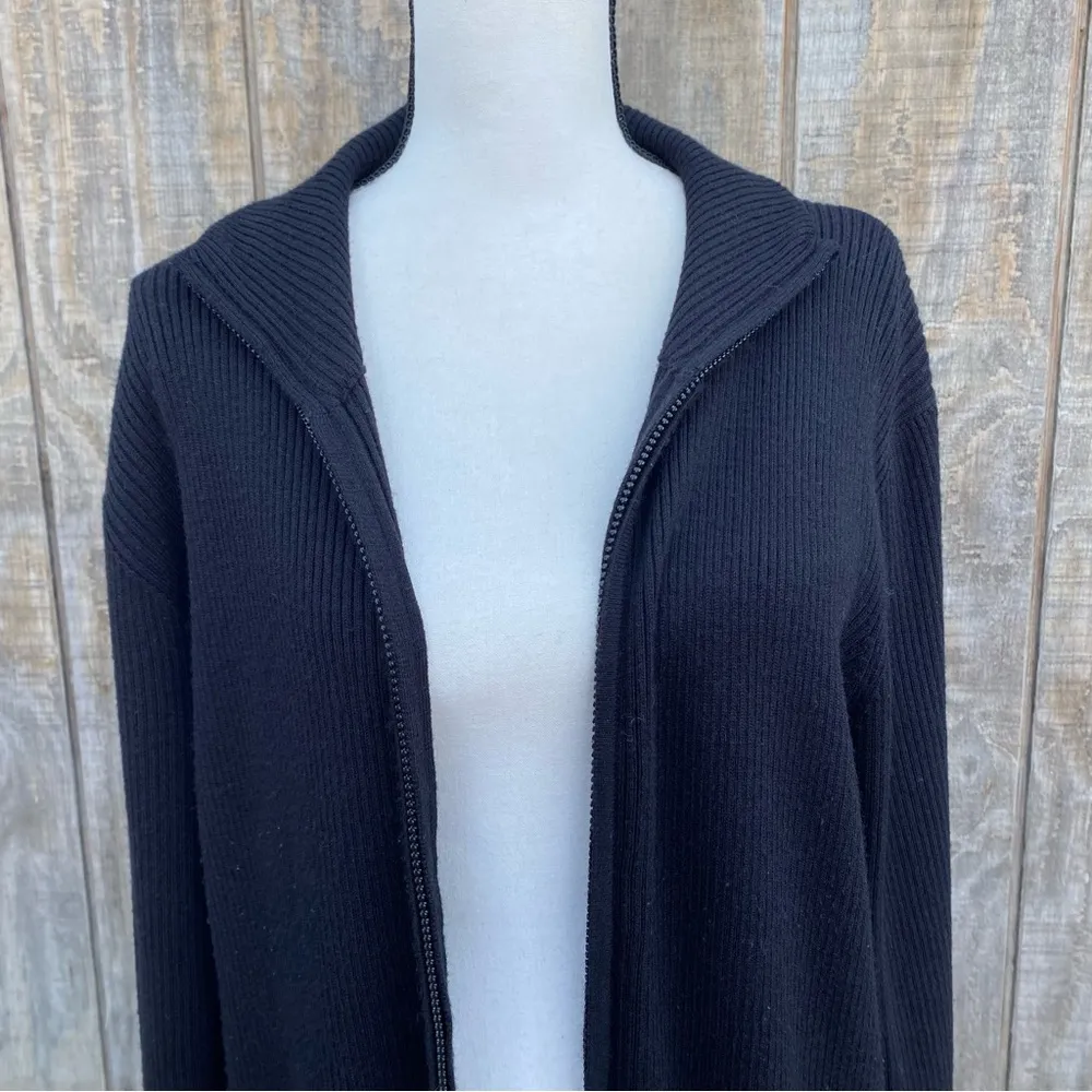 Hillard & Hanson Black Zip Up Cardigan Sweater Size 3X - Image 8