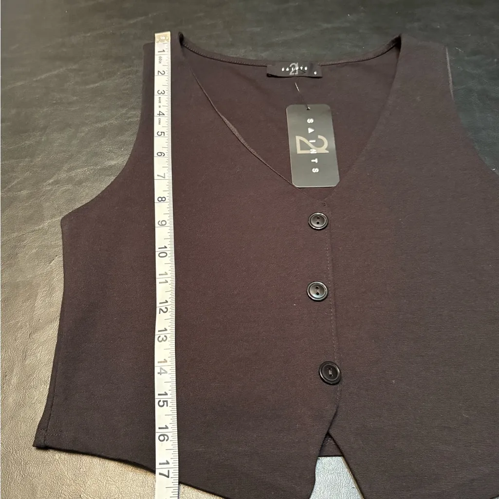 21 Saints Black Women's Buttoned Vest size S NWT - Image 9