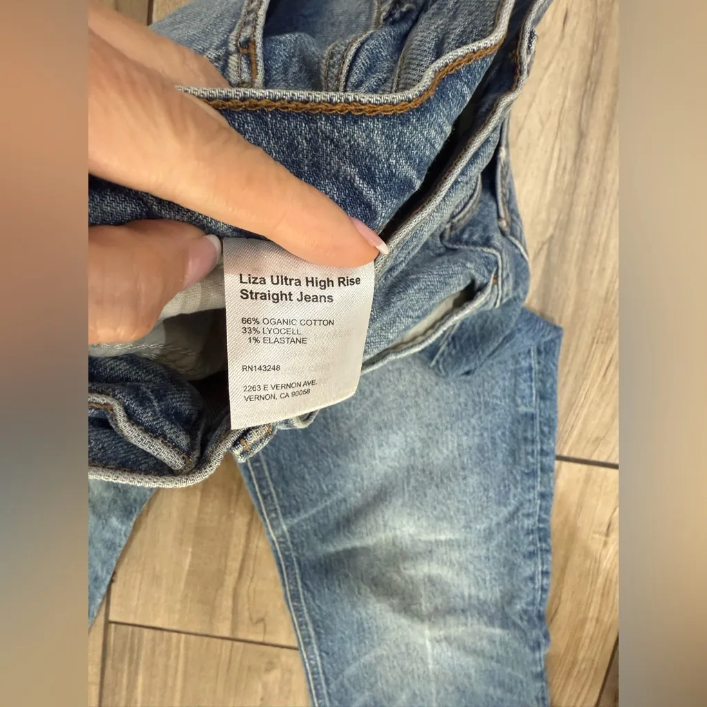 New! Reformation Liza Ultra High Rise Straight Jeans in‎ Malta sz 27 $168 - Image 9