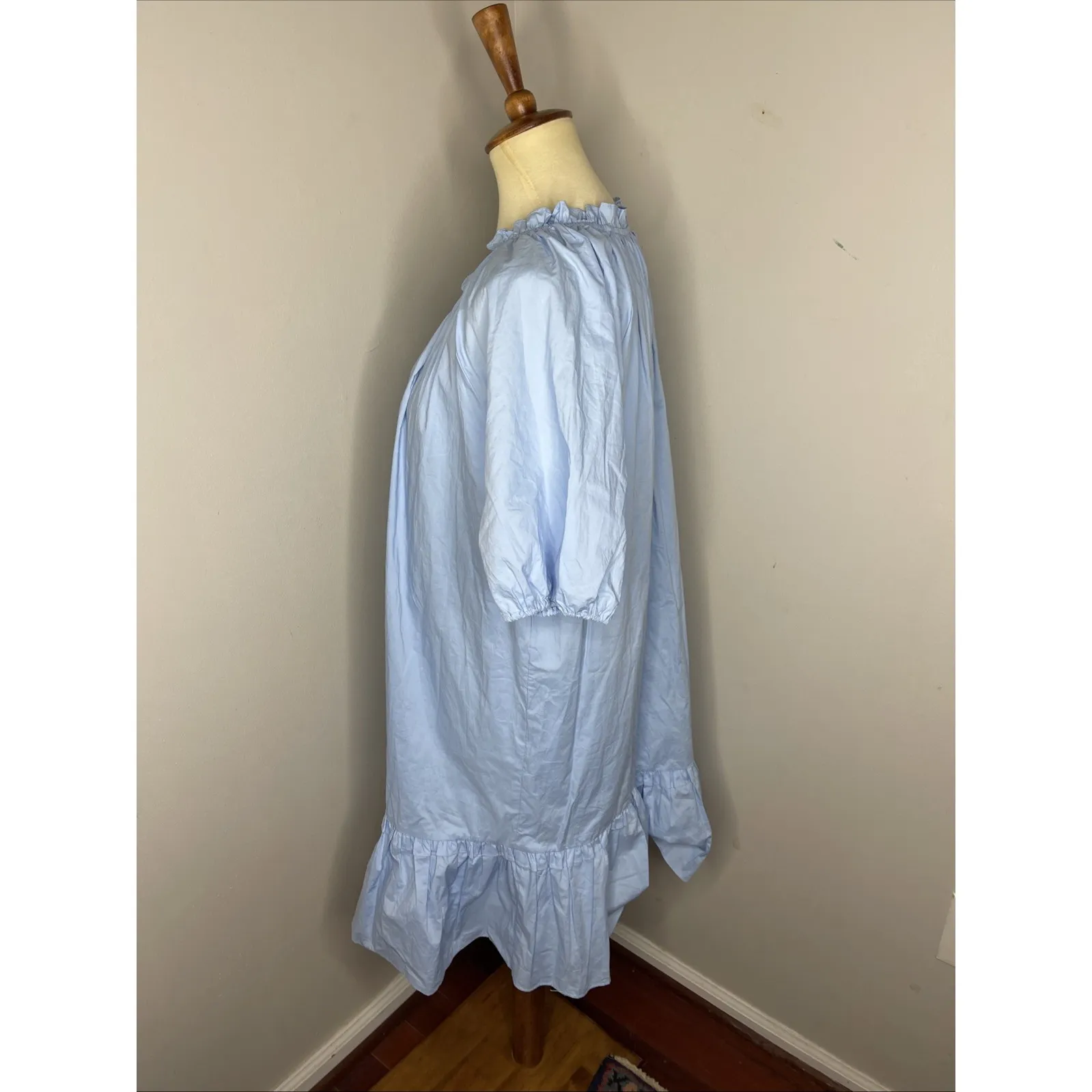 Tuckernuck Hyacinth House Light Blue Mini‎ Gwyn Dress Puff Sleeve Large L - Image 4