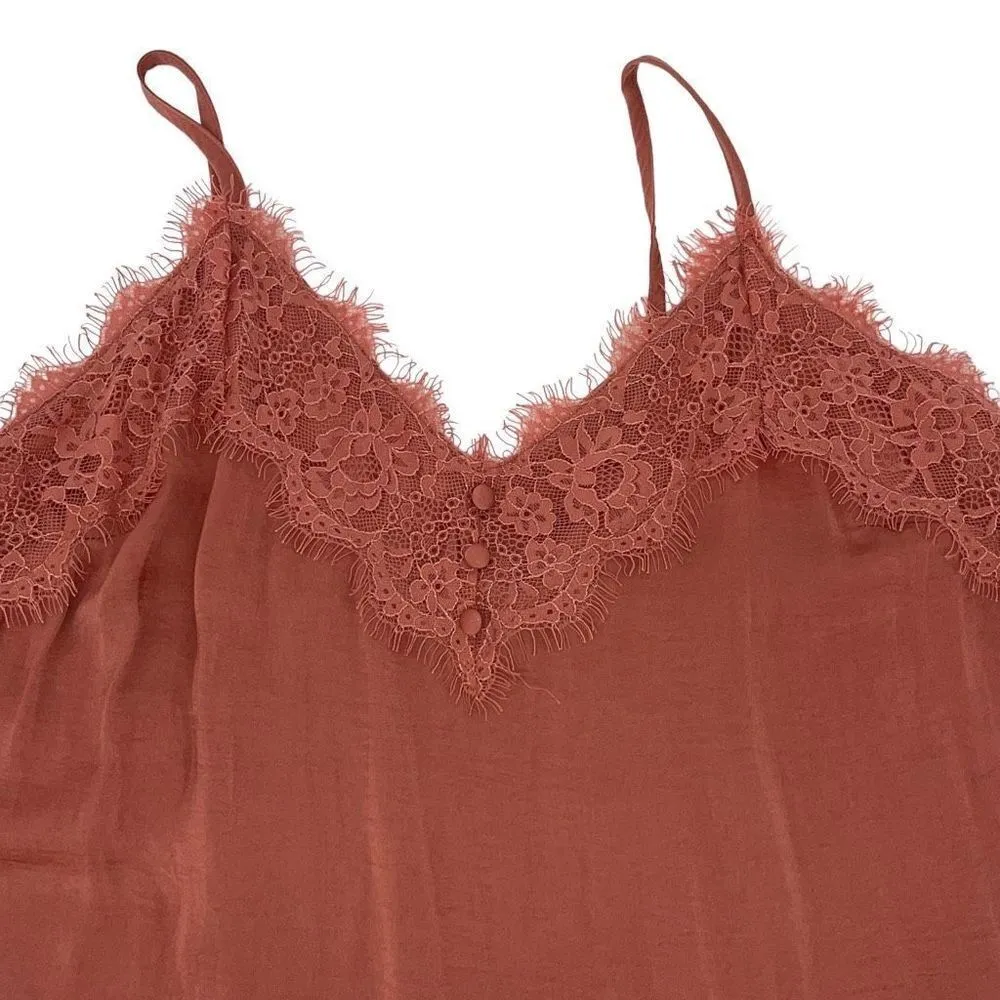 Hem & Thread Womens Cami Tank‎ Top Lace Sleeveless Old Rose Pink Size Medium - Image 2