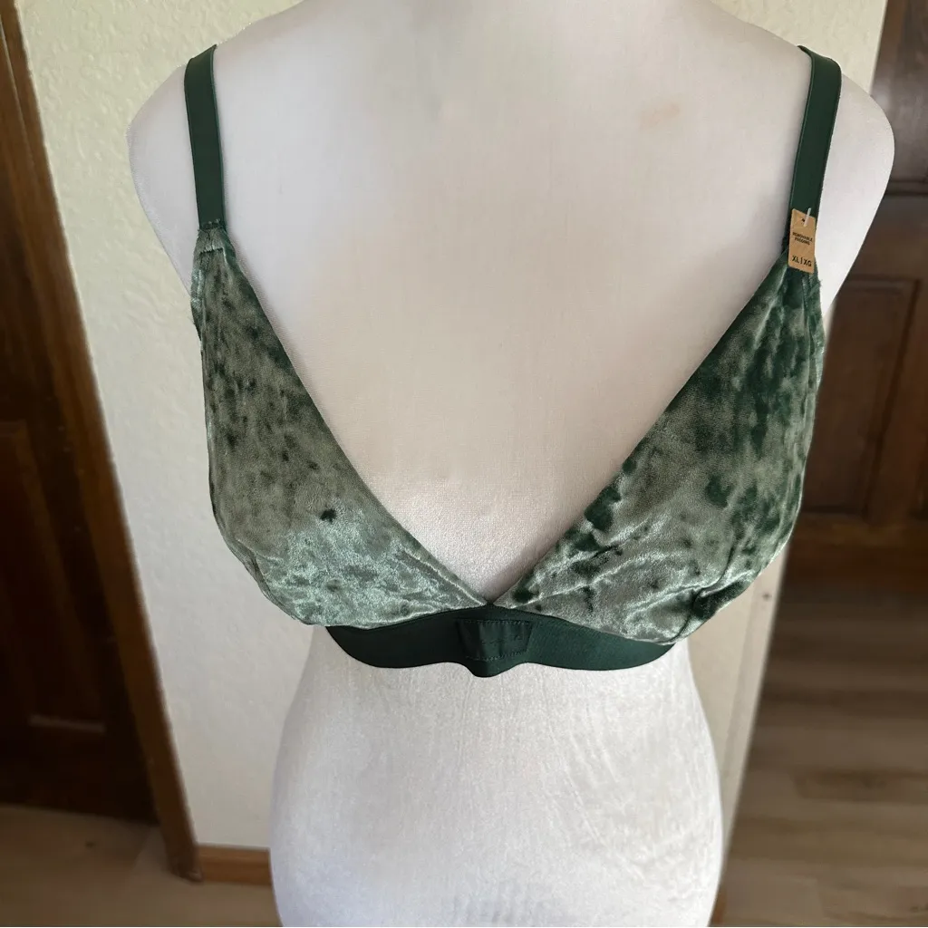Pink Victoria's Secret Bralette 228104-qcz Green Velvet No Wire‎ Bra XL NWT - Image 3