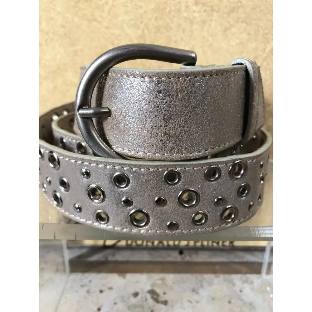 Donald Pliner Belt Bronze Distress Leather Embellished Metal Studs New NWT $225 Brown - Image 5