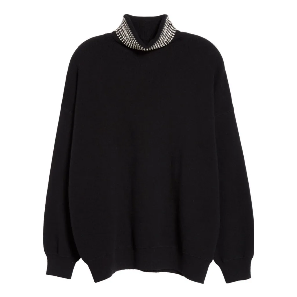 Alexander Wang Crystal Turtleneck Turtleneck Pullover Sweater Black - Image 9