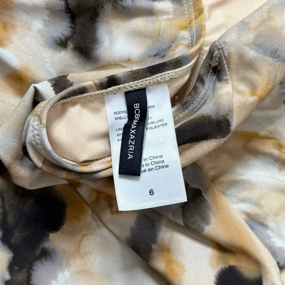 BCBGMaxAzria Swimsuit Plunge Belted One Piece Abstract 6 - Image 5