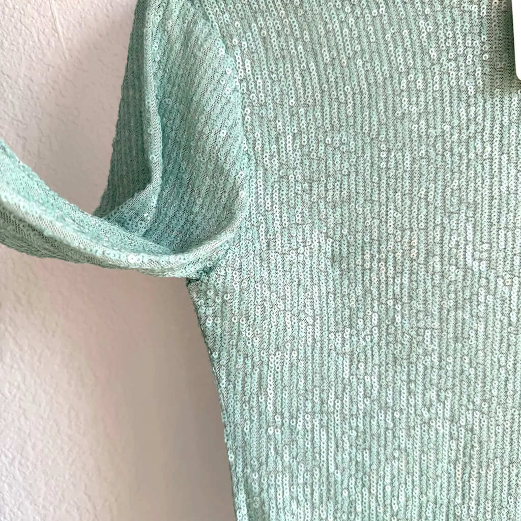 NWT Free People Intimately Womens Shirt Jade Green Sequin Long Sleeve Size XS - Image 7