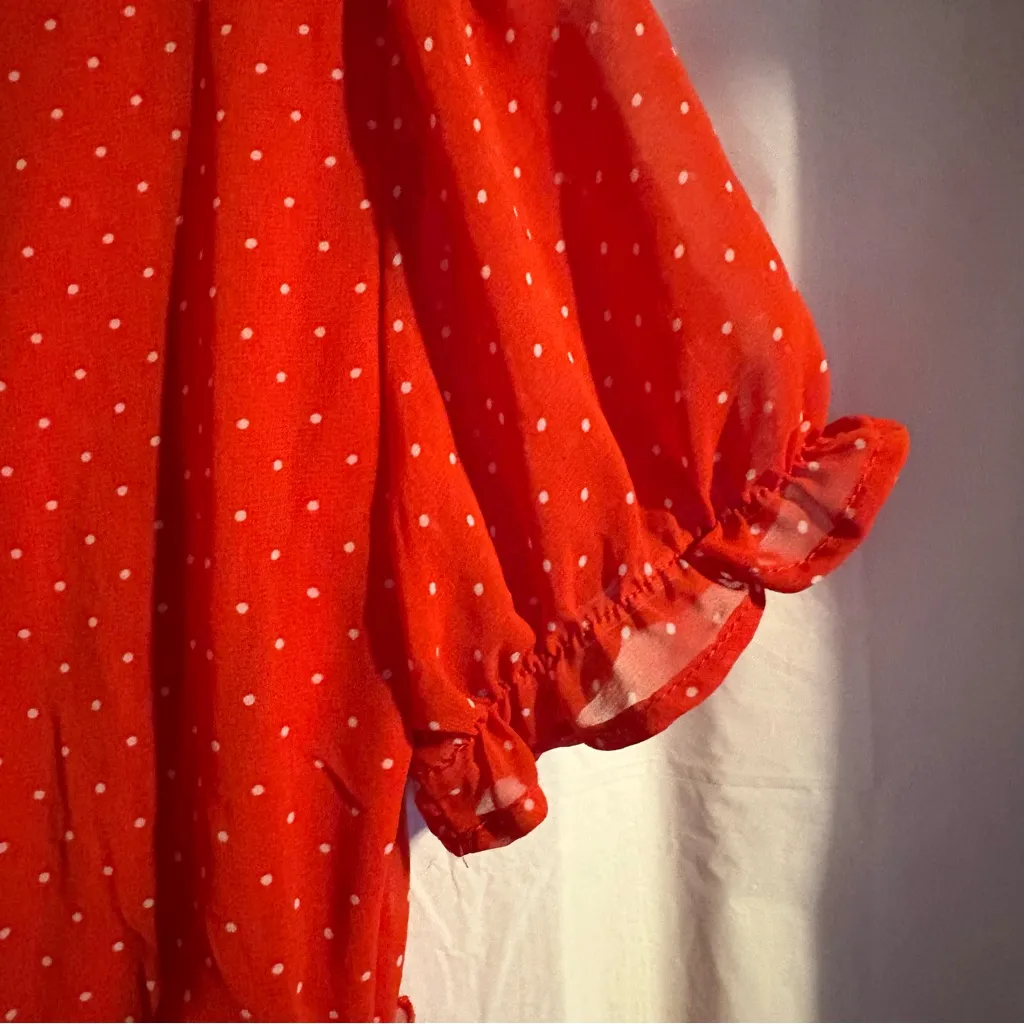 Altar’d State Bowie Romper Women’s Sz‎ Small Red Polka Dot Ruffle Zippered Back - Image 7